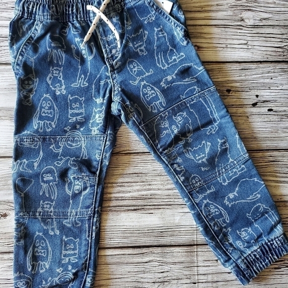 GAP Monster Print Denim Joggers NWT - Picture 6 of 7